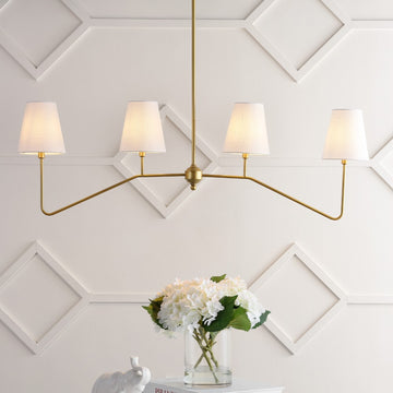 Signe 47.5" 4-Light Classic Minimalist Iron Linear LED Pendant - JONATHAN Y